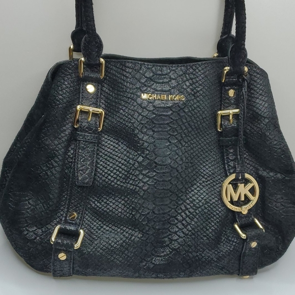 Michael Kors Bedford Large Python Embossed Black - Picture 6 of 8